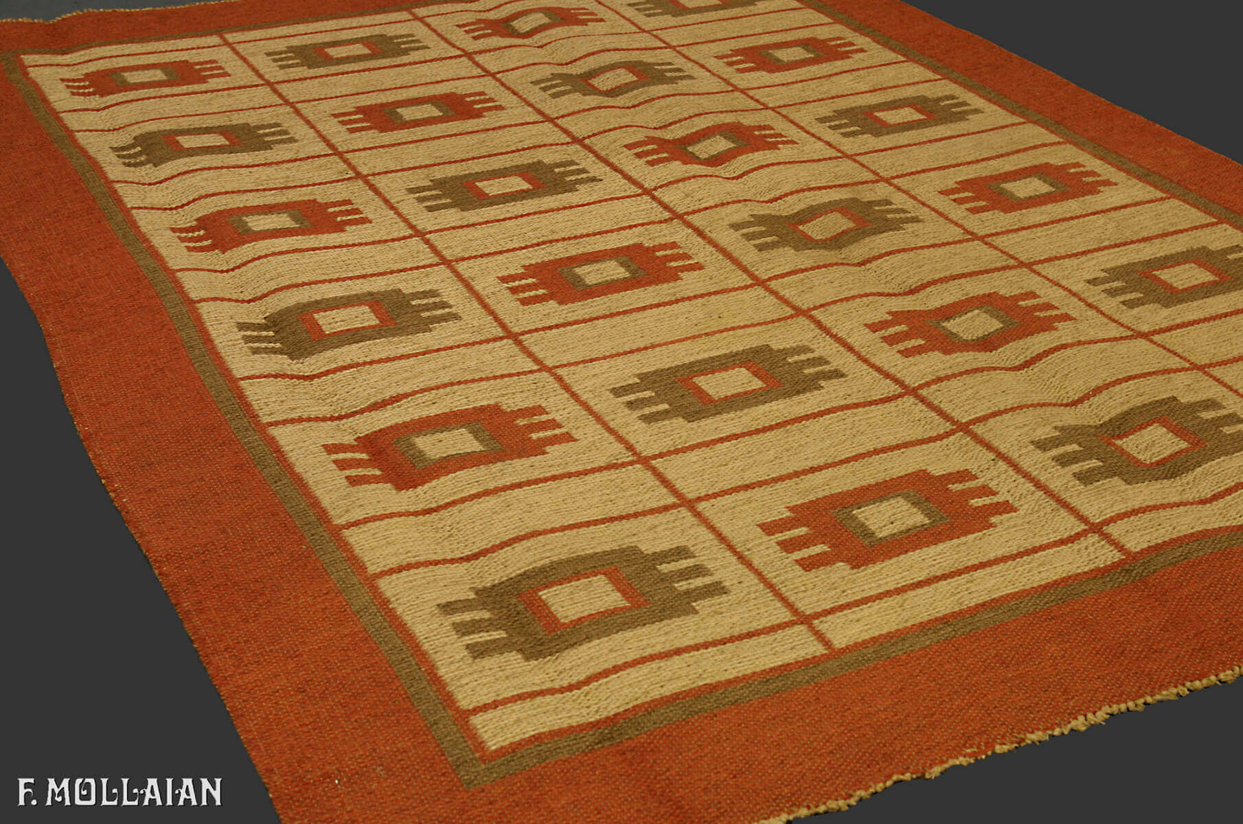 Suédois Semi-Antique Double Face Kilim n°:11122886